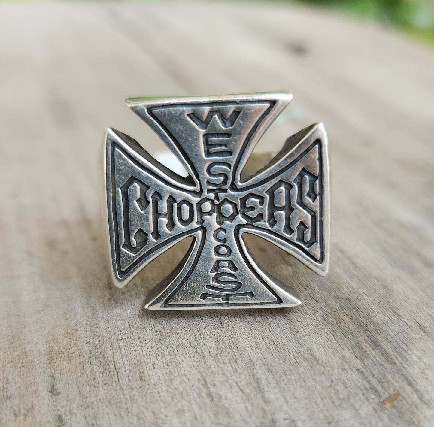 west coast cross choppers ring,925 sterling silver even sided cross, gothic,punk,large chunky mans Maltese cross ring,mens fashion,hot rod,rockabilly, biker,
