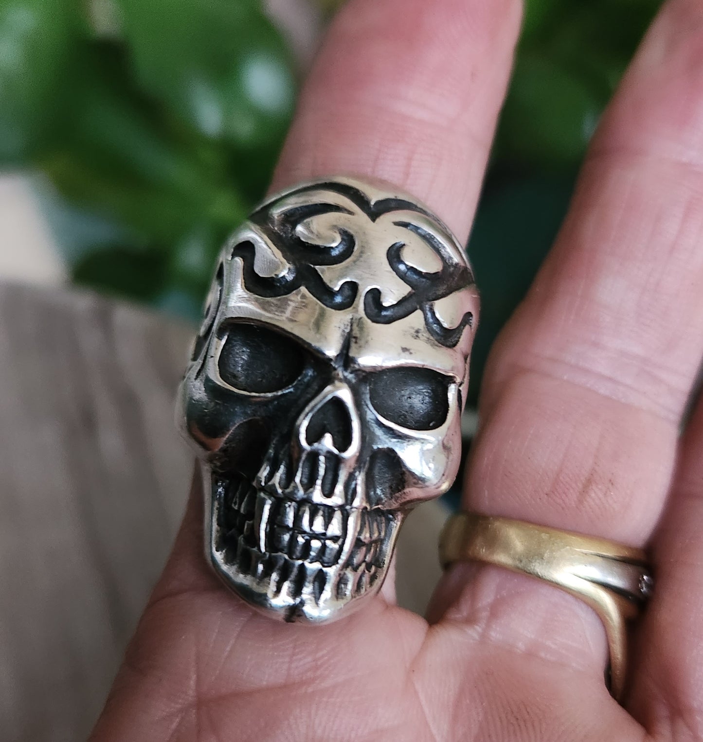 Large skull ring,925 sterling silver,long tribal skull,steampunk gothic punk,handmade,Celtic,skeleton,