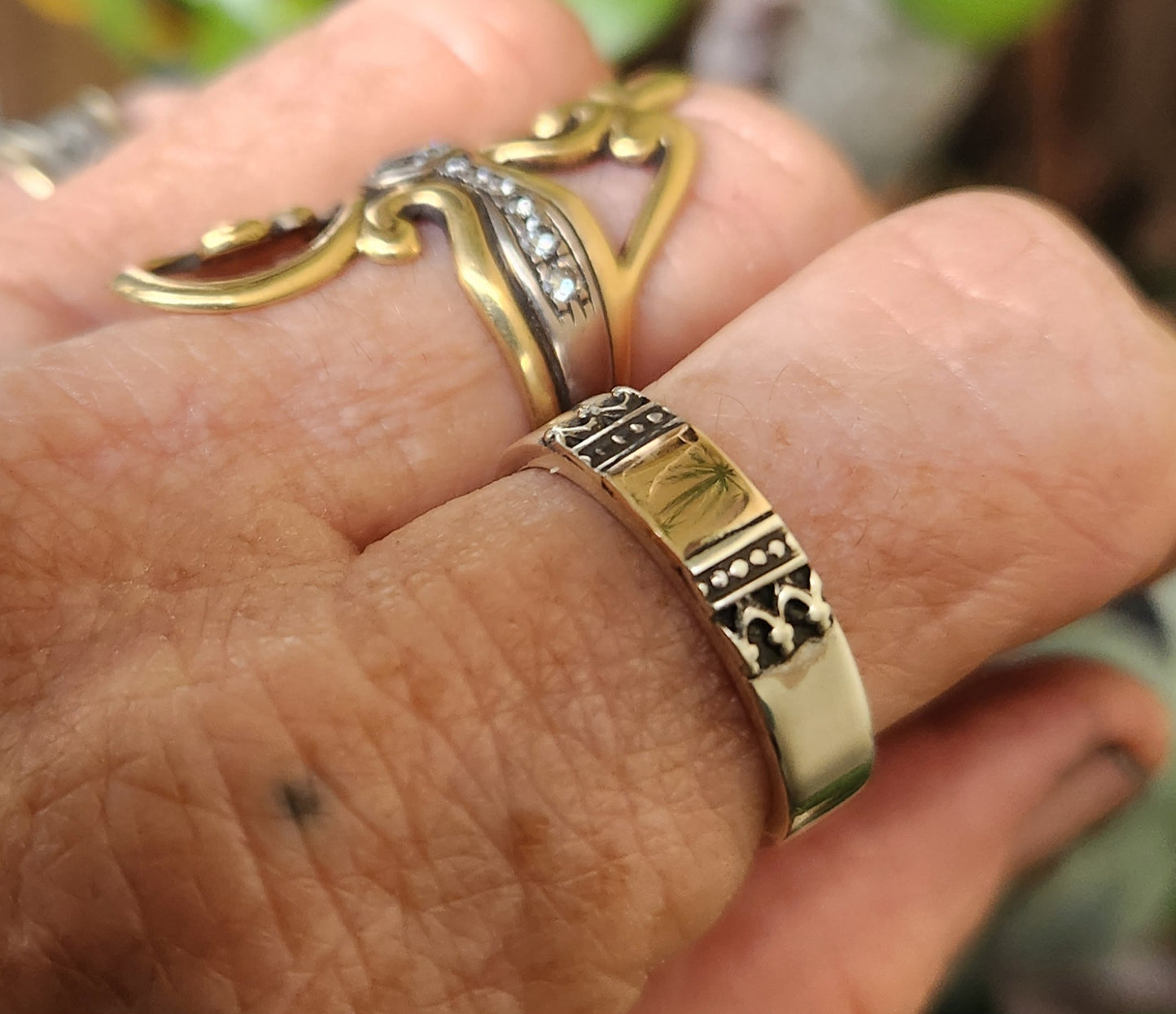 Gold and silver two tone ring,9k gold centre on 925 sterling silver band,gold ball,mixed metal wedding band