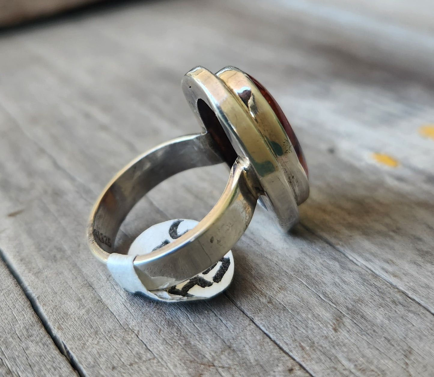 Amber long ring,925 sterling silver, boho,shic minimalist ,new age handmade,large