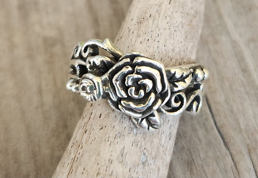 rose ring,sterling silver,flower boho, steampunk,gothic,art nouveau ,victorian,vintage,handmade,gypsy,goddess,women fashion