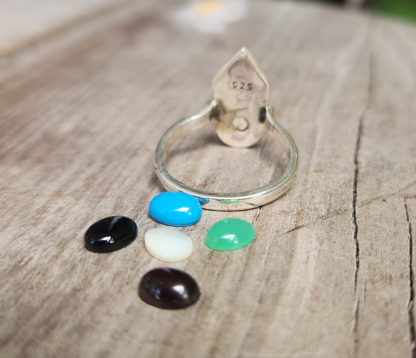 Garnet cabachon ring,925 sterling silver handmade,amethyst,turquoise ,mother of pearl