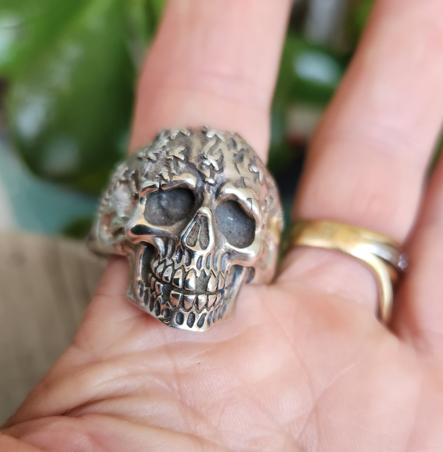 Large sad skull,925 sterling silver,day of the dead, skull,steampunk,gothic, punk,large skull ,long silver ring,handmade,