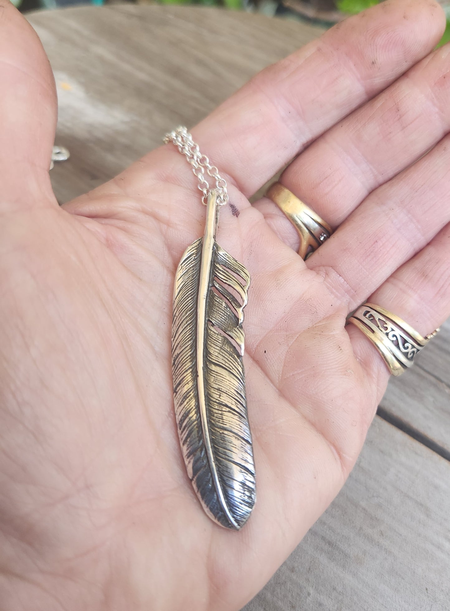 Large feather pendant,925 sterling silver,eagle feather,indian,gypsy,hippy,boho,long necklace
