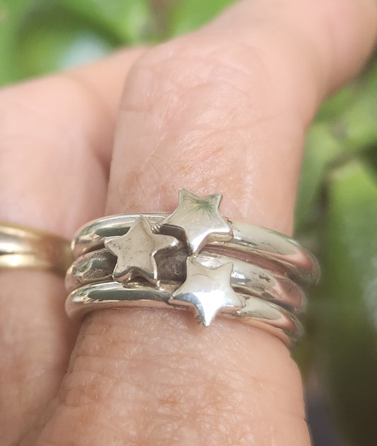 Star ring,92 sterling silver,stacker band,3mm plain halo band or hammered rustic,handmade,boho,goddess,round wedding ,thick silver ring,