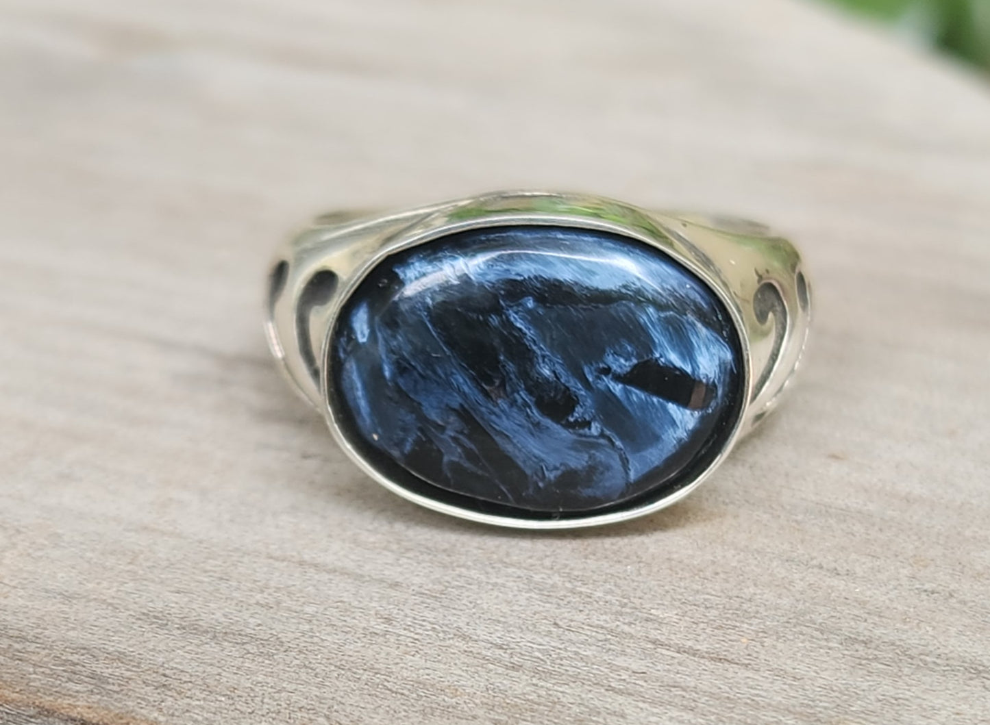 Pietersite ring,925 sterling silver,blue grey stone,mens ring,wedding dress ring, gemstone ring,unisex