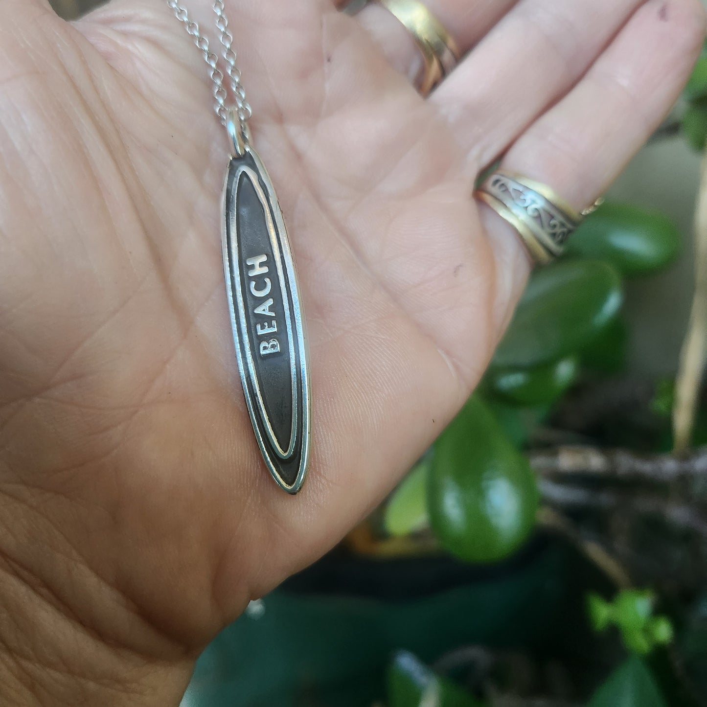 surf board,sterling silver surf pendant, wave,surfer beach jewelry,handmade,