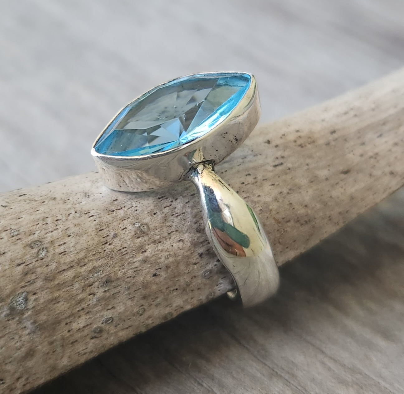 Blue topaz cz ring,925 sterling silver,handmade,goddess,boho goddess,cubic zirconia,blue stone