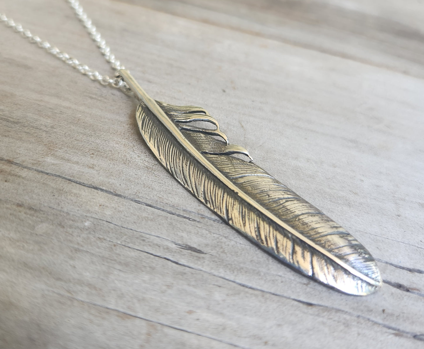 Large feather pendant,925 sterling silver,eagle feather,indian,gypsy,hippy,boho,long necklace