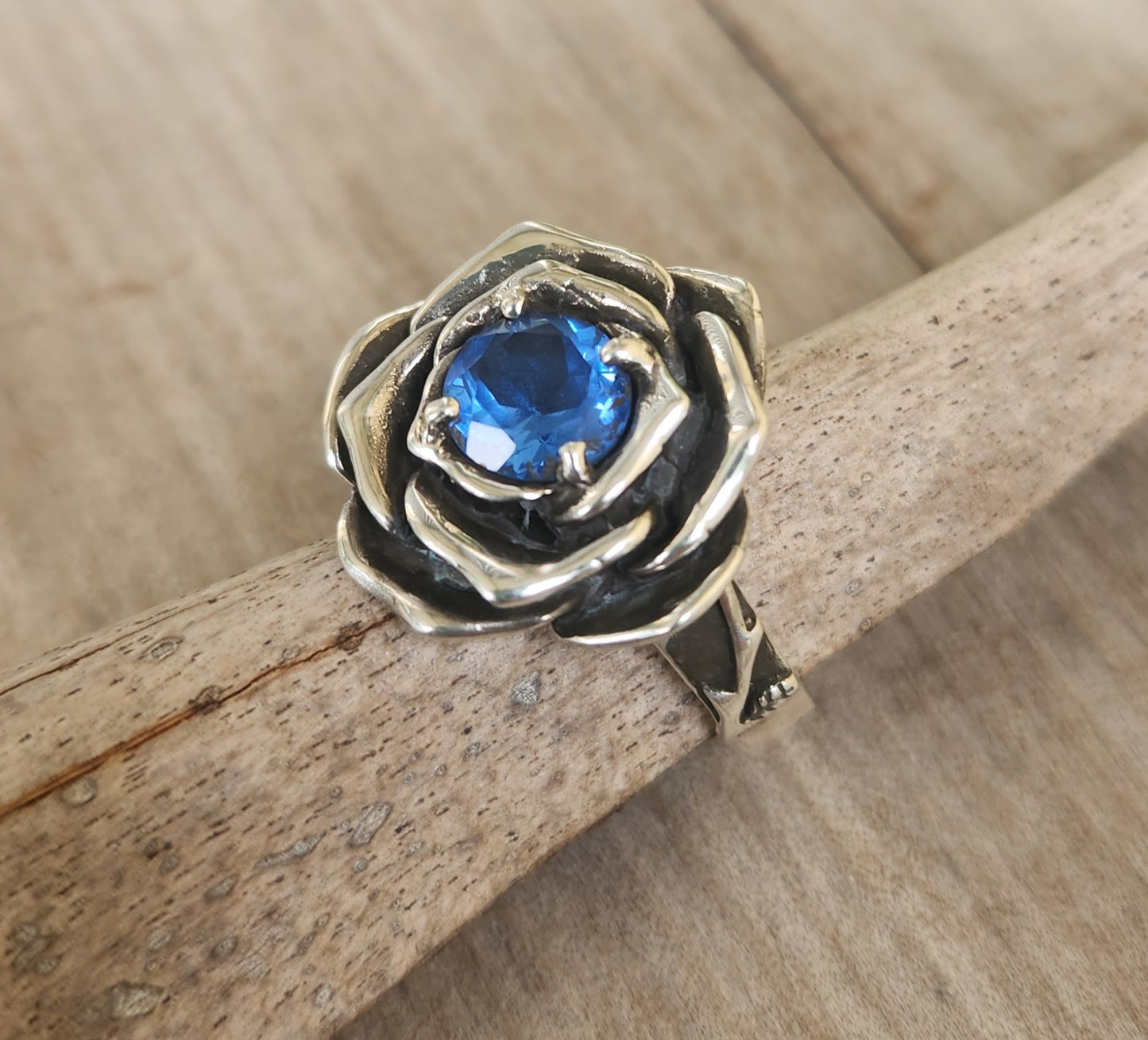 Large rose cz ring,925 sterling silver,steampunk,gothic, art nouveau, victorian antique flower,boho,handmade
