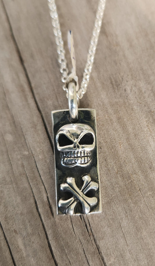 skull and crossbone pendant,925 sterling,pirate, gothic ,punk,hipster,vintage,unisex,handmade,mens fashion,rockabilly,boho,grunge