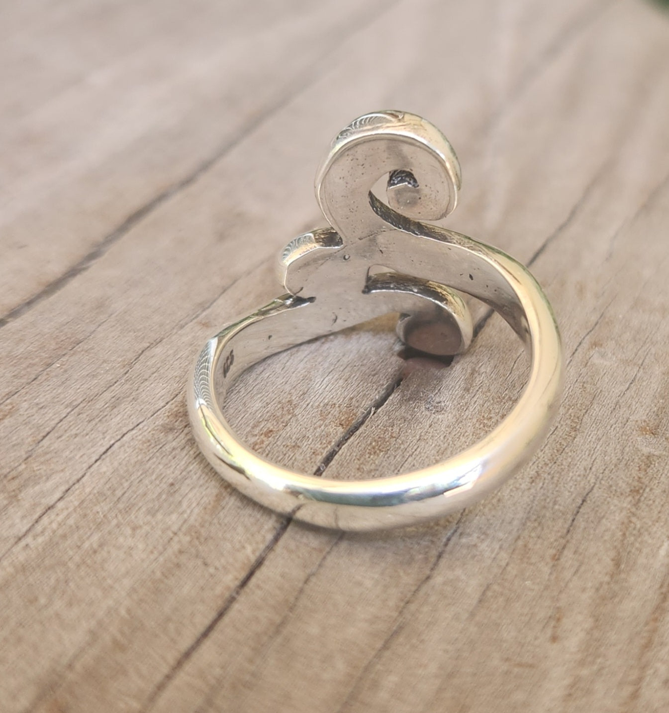 Long silver scroll ring,925 sterling silver,swirl ring,wedding,handmade,goddess,boho,steampunk gothic, art nouveau,deco,celtic,tribal,vintage