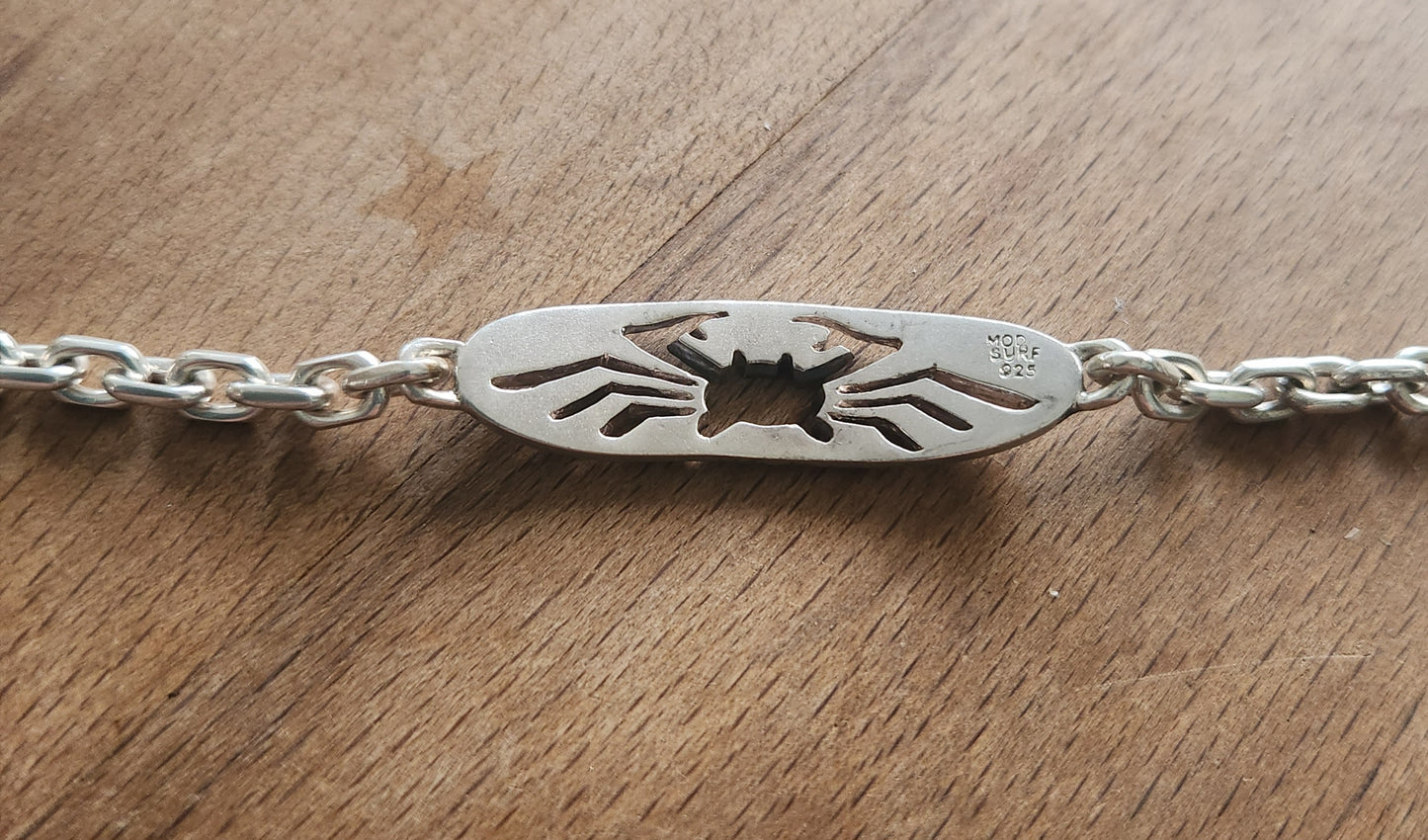 Crab chain bracelet,925 sterling silver,handmade,fisherman,marine jewelry,cancer zodiac