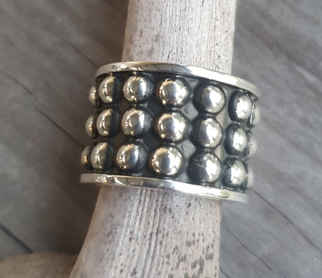 Wide ball ring,925 sterling silver,16mm silver band,wedding, modern ball ring
