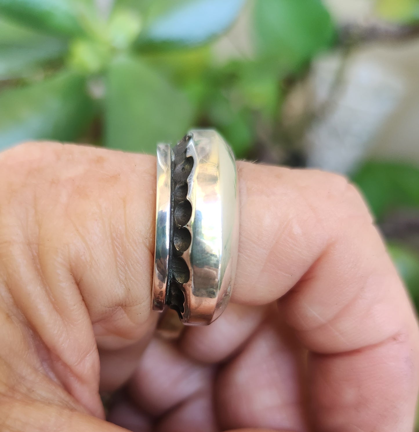 Heavy wide band, nugget,925 sterling silver,handmade,11 mm  hammered,rustic,industrial,steampunk wedding, dress ring