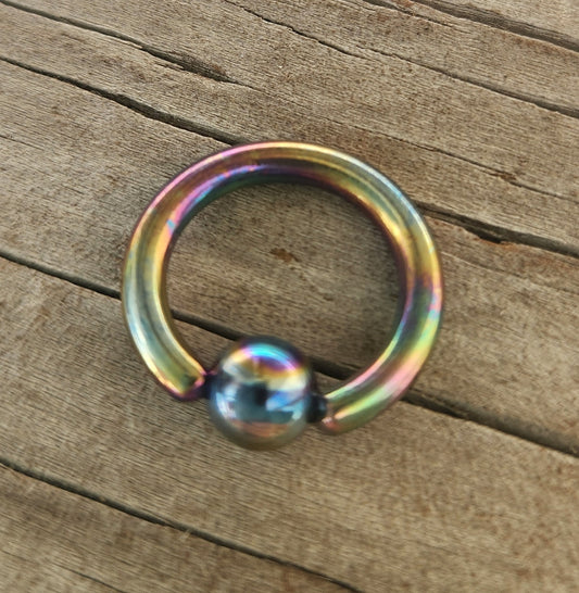 Titanium ring and ball bcr,captive bead ring,10 gauge earring,nipple,belly ring,genital