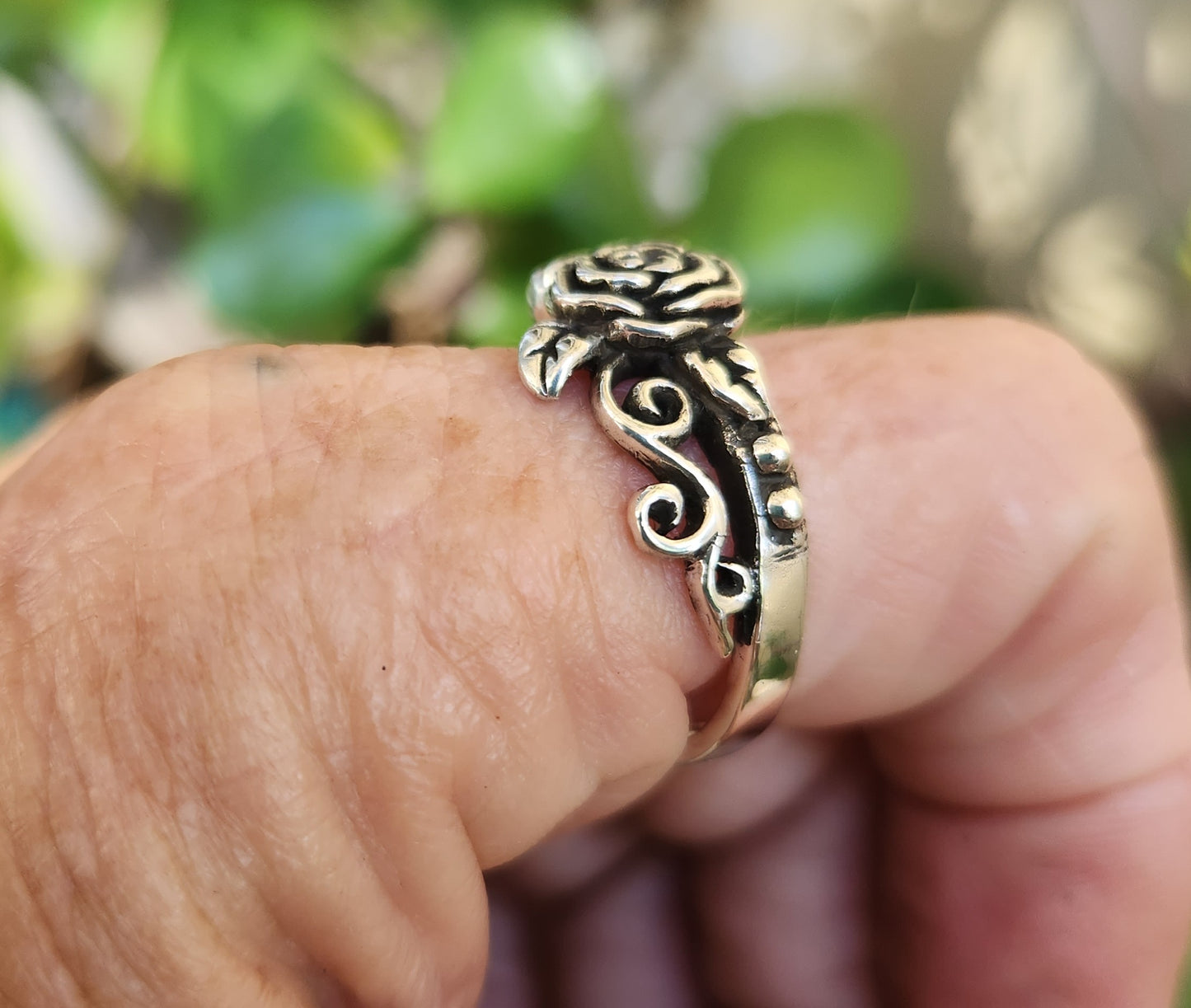 rose cz ring,sterling silver,cubic zirconias, flower boho, steampunk,gothic,art nouveau ,victorian,vintage,handmade,gypsy,goddess,women fashion