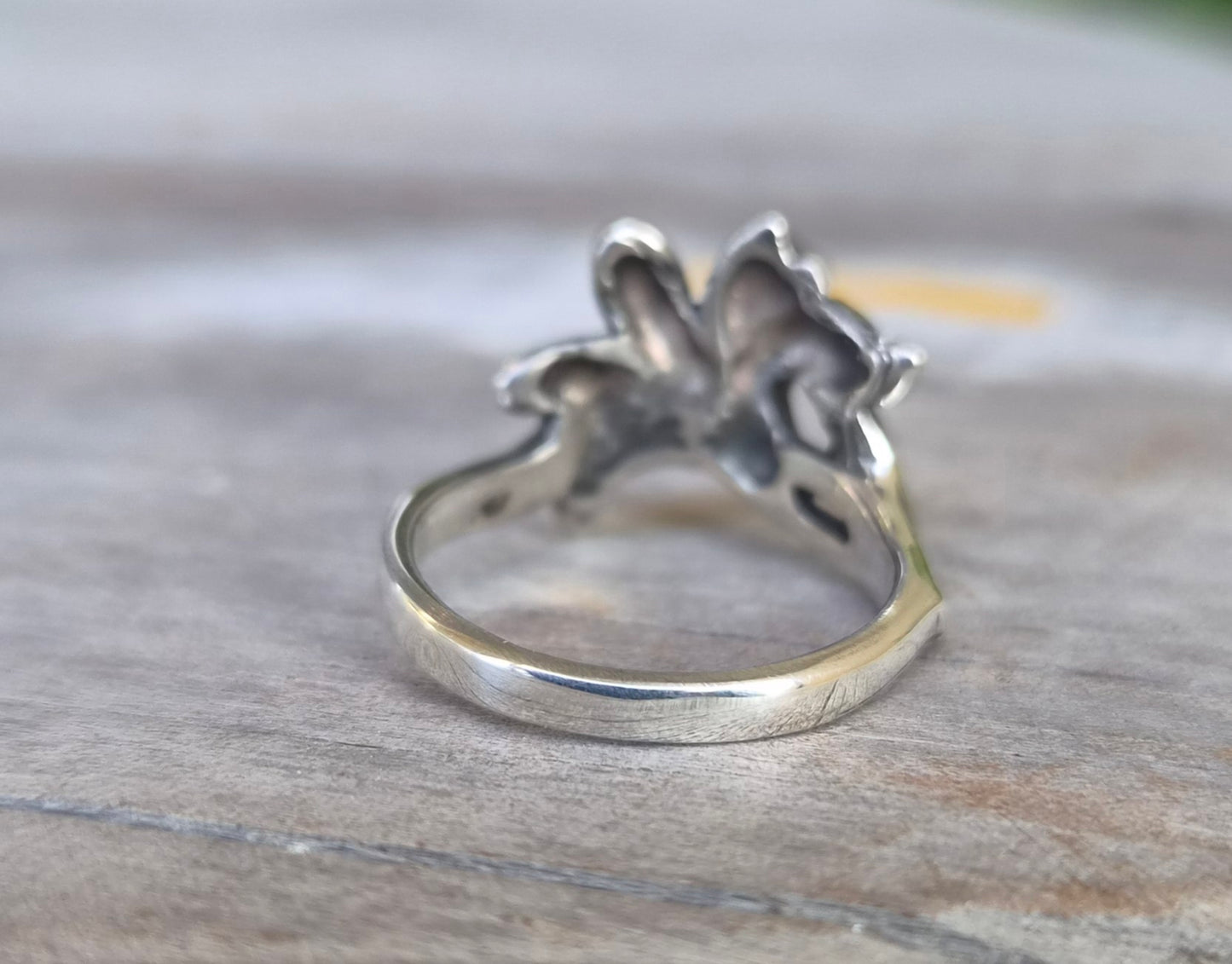 Silver lily flower ring,925 solid sterling silver not,art noveau woodland,