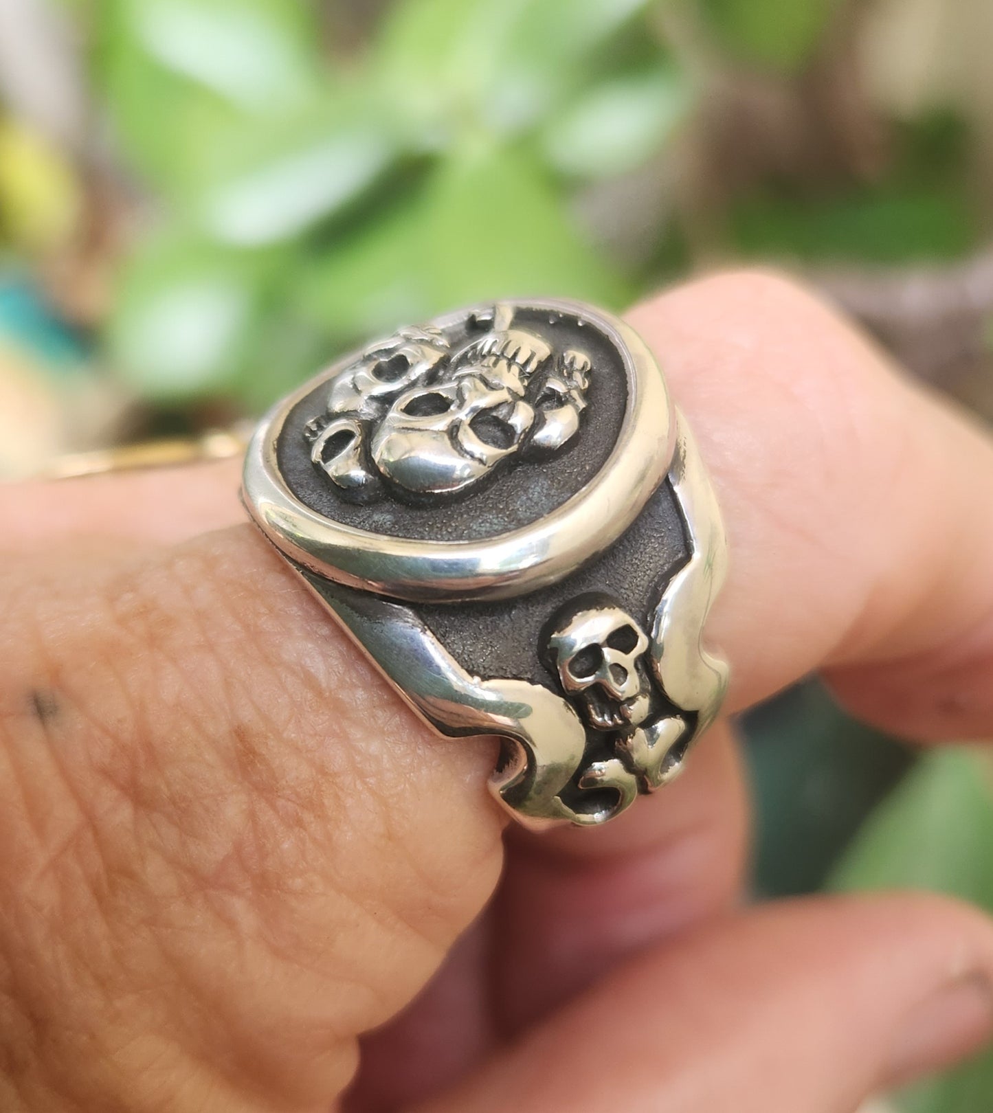 skull ring, 925 sterling silver,steampunk, gothic, punk,multi skull,pirate,hipster,handmade,grunge,mens fashion,chunky ring,reaper,biker