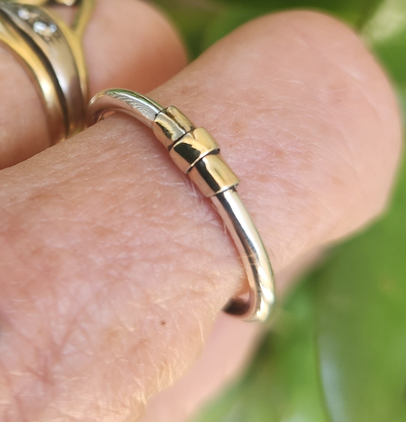 Two tone stacking ring,solid 9ct/9k gold and sterling silver,thin stacker ring,