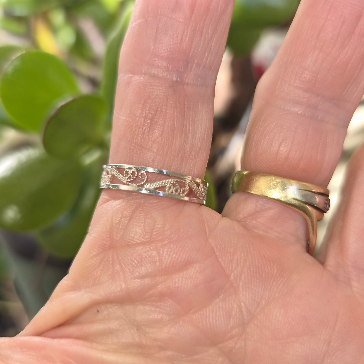 Silver filegree ring,925 sterling silver band,vintage stackable band,boho,goddess,wedding
