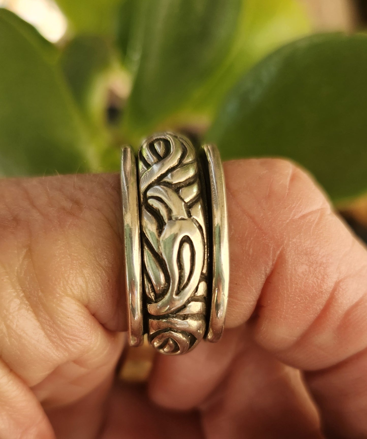 Wide ring,chunky spinner,solid ring,sterling silver,tribal,celtic worry ring,wedding,dress, chunky ring,scroll,bespoke