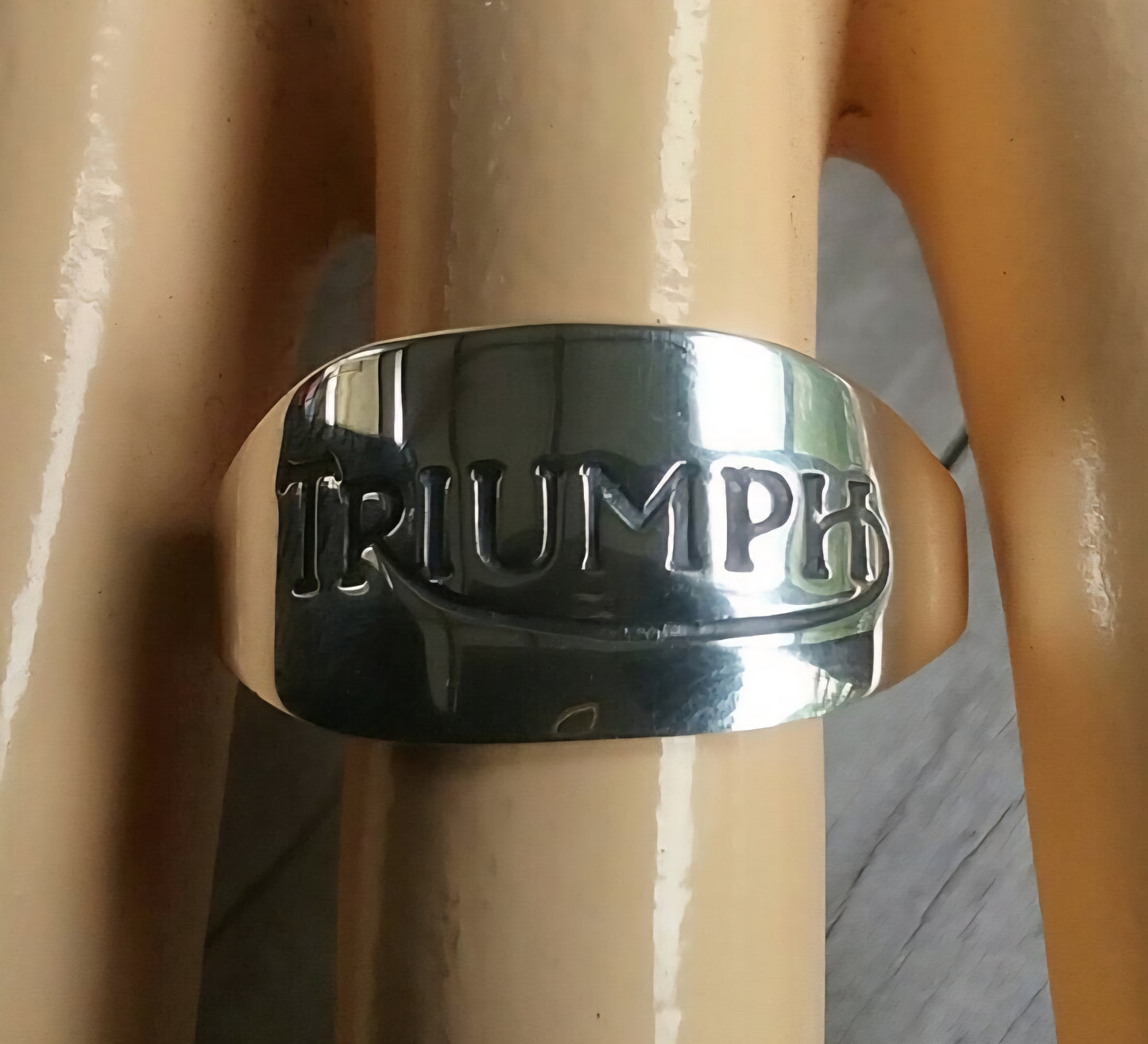 Triumph band,925 sterling silver,motorcycle, biker wedding ring,unisex silver band
