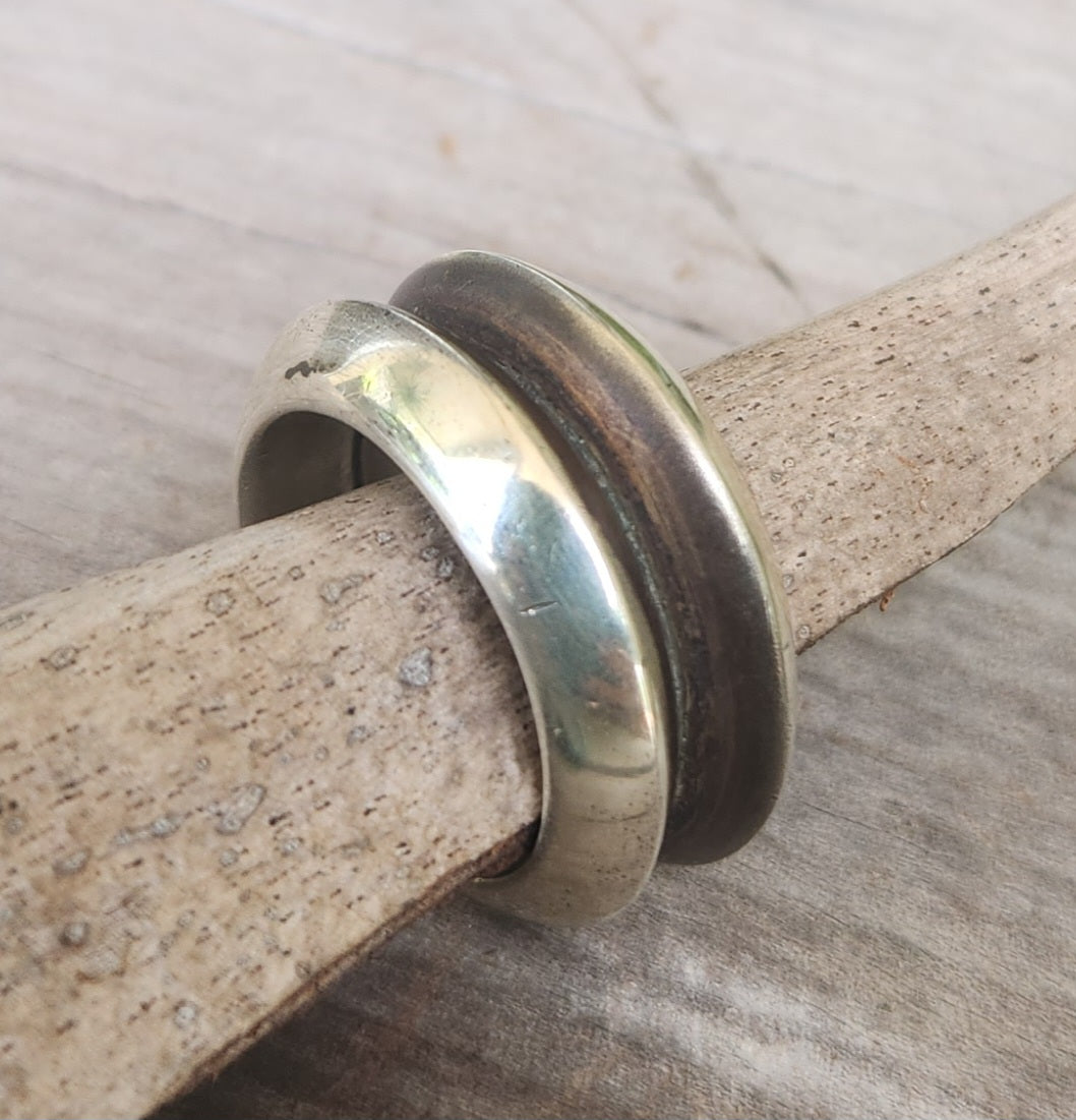 Triangle 13mm ring,double solid sterling silver band,thick, wedding dress ring