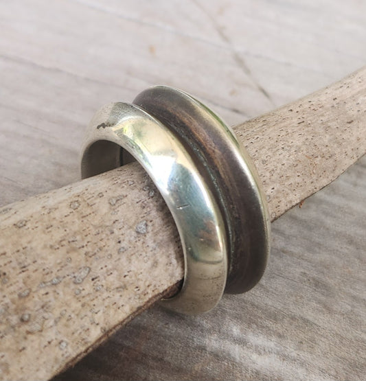 Triangle 13mm ring,double solid sterling silver band,thick, wedding dress ring