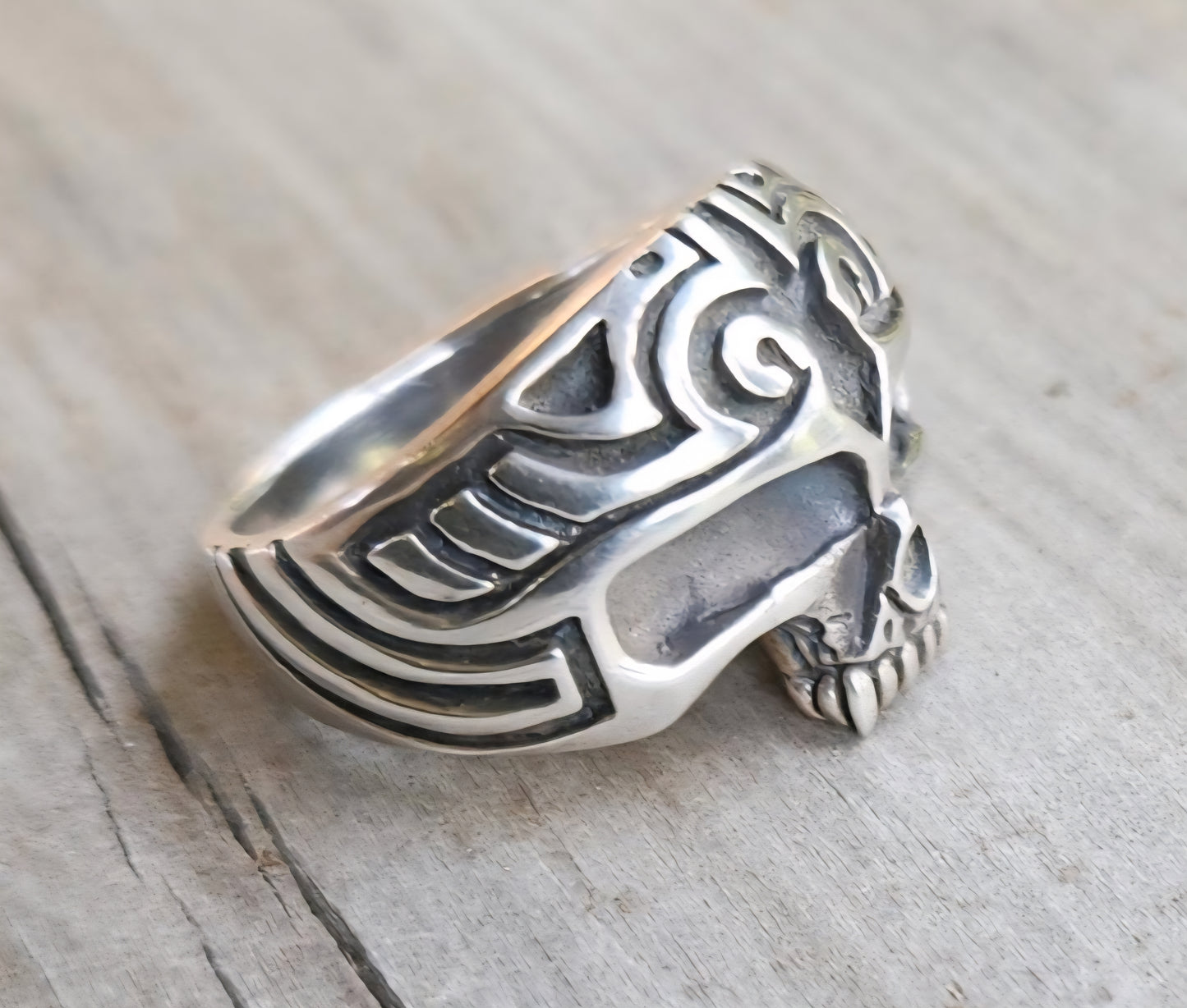 skull ring,925 sterling silver,tribal skull steampunk gothic punk, pirate,handmade,Celtic,skeleton,