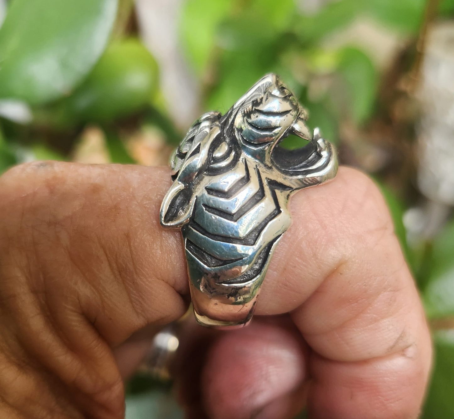 tiger ring,925 sterling silver,Large tiger,rockabilly,chunky ring,