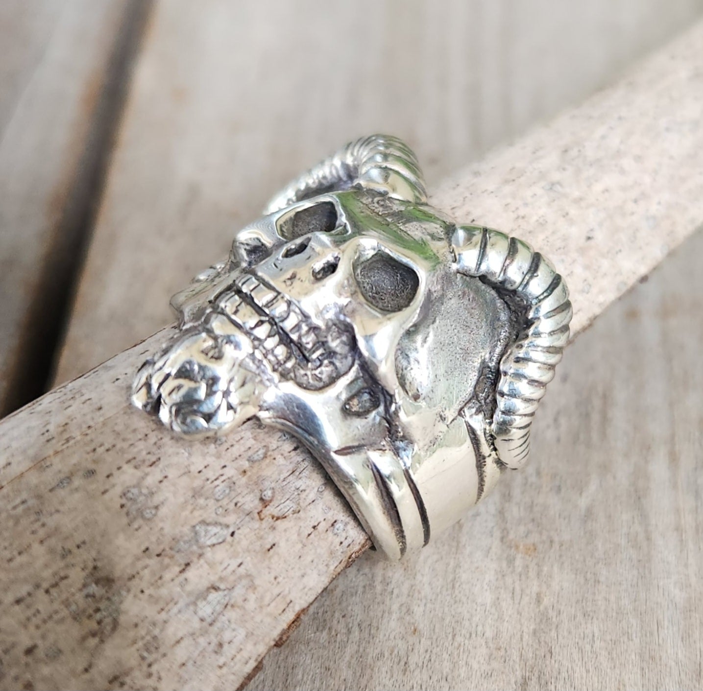 Goats skull ring,925 Sterling silver,goat skull,horn,tribal,indian,cowboy,country, western,ritual magic style,rockabilly,mens fashion,handmade