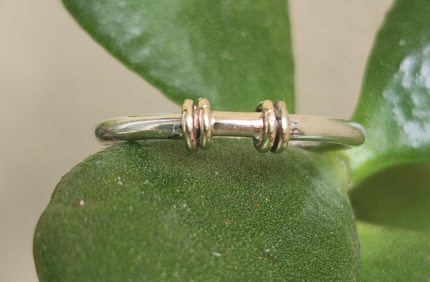 9k ,silver Two tone ring,solid 9ct/9k gold top and sterling silver,2mm band,