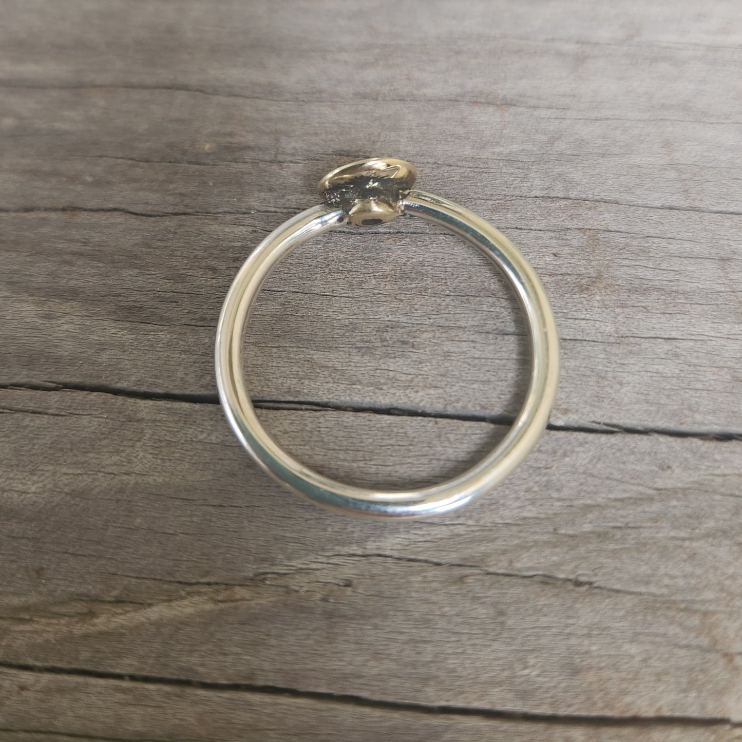 9k ,silver Two tone ring,solid 9ct/9k gold top and sterling silver,2mm band,