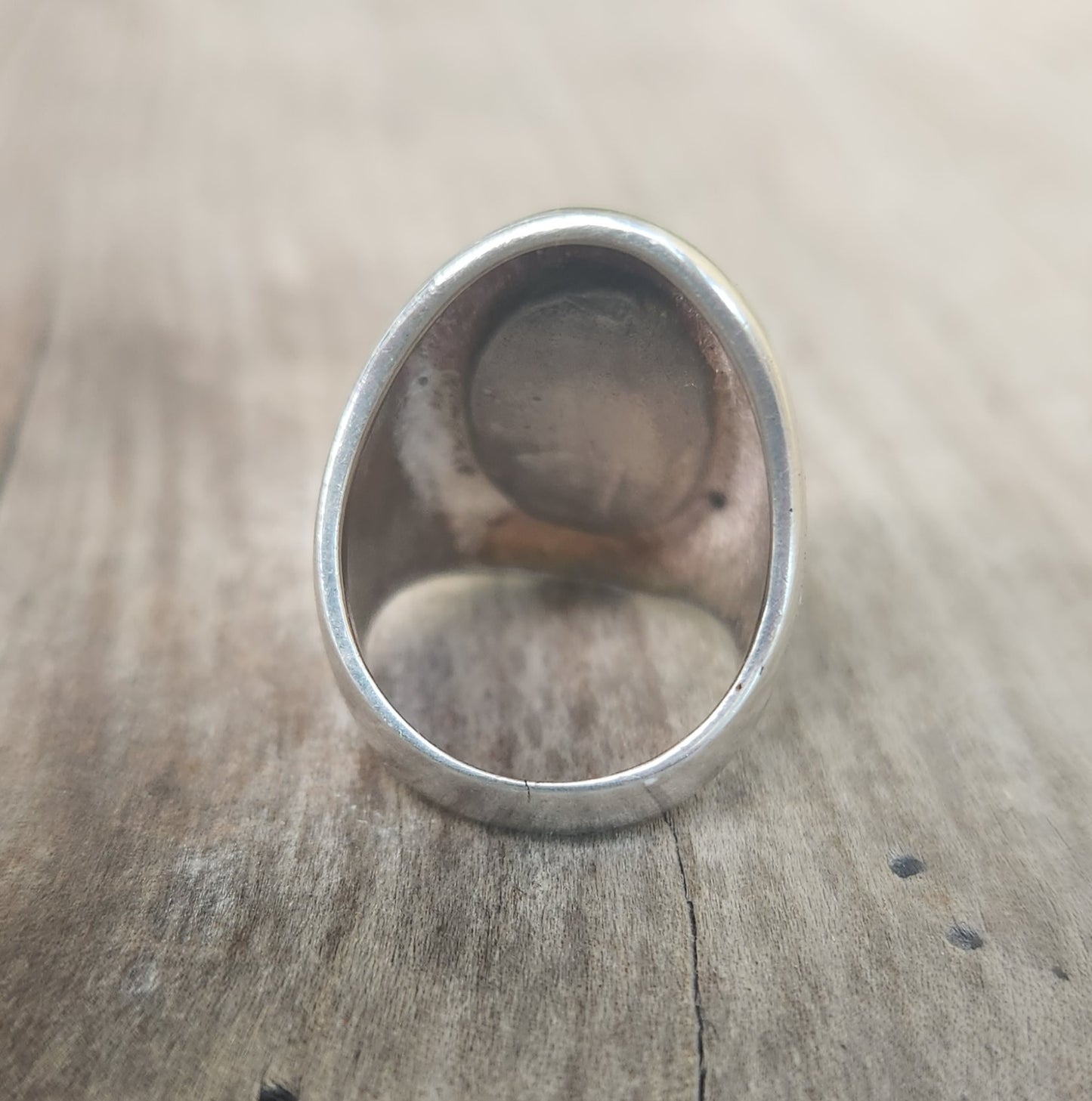 long silver ring,925 sterling silver,size 6.5 coconut inlay boho,shic minimalist ,new age handmade