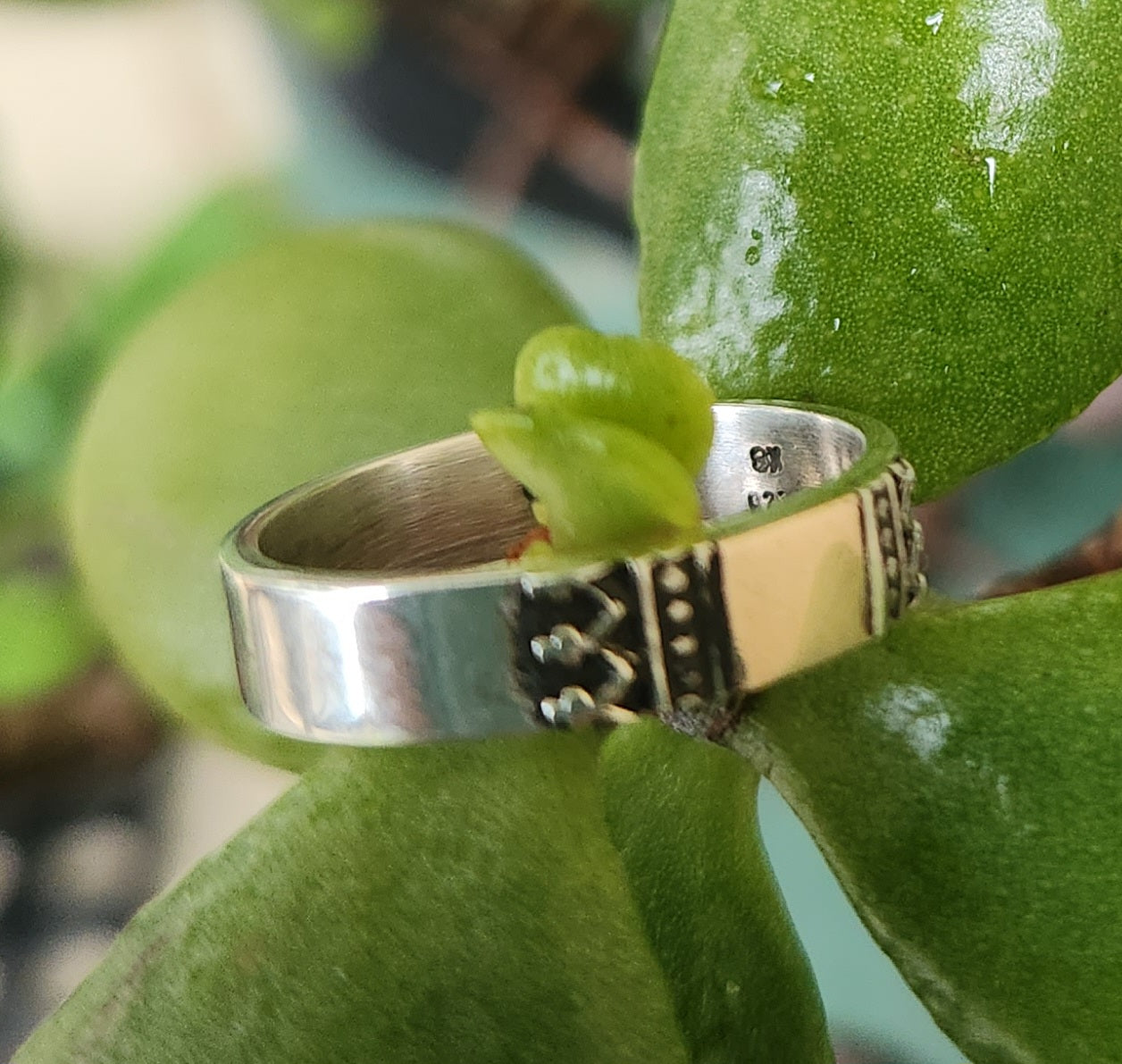 Gold and silver two tone ring,9k gold centre on 925 sterling silver band,gold ball,mixed metal wedding band