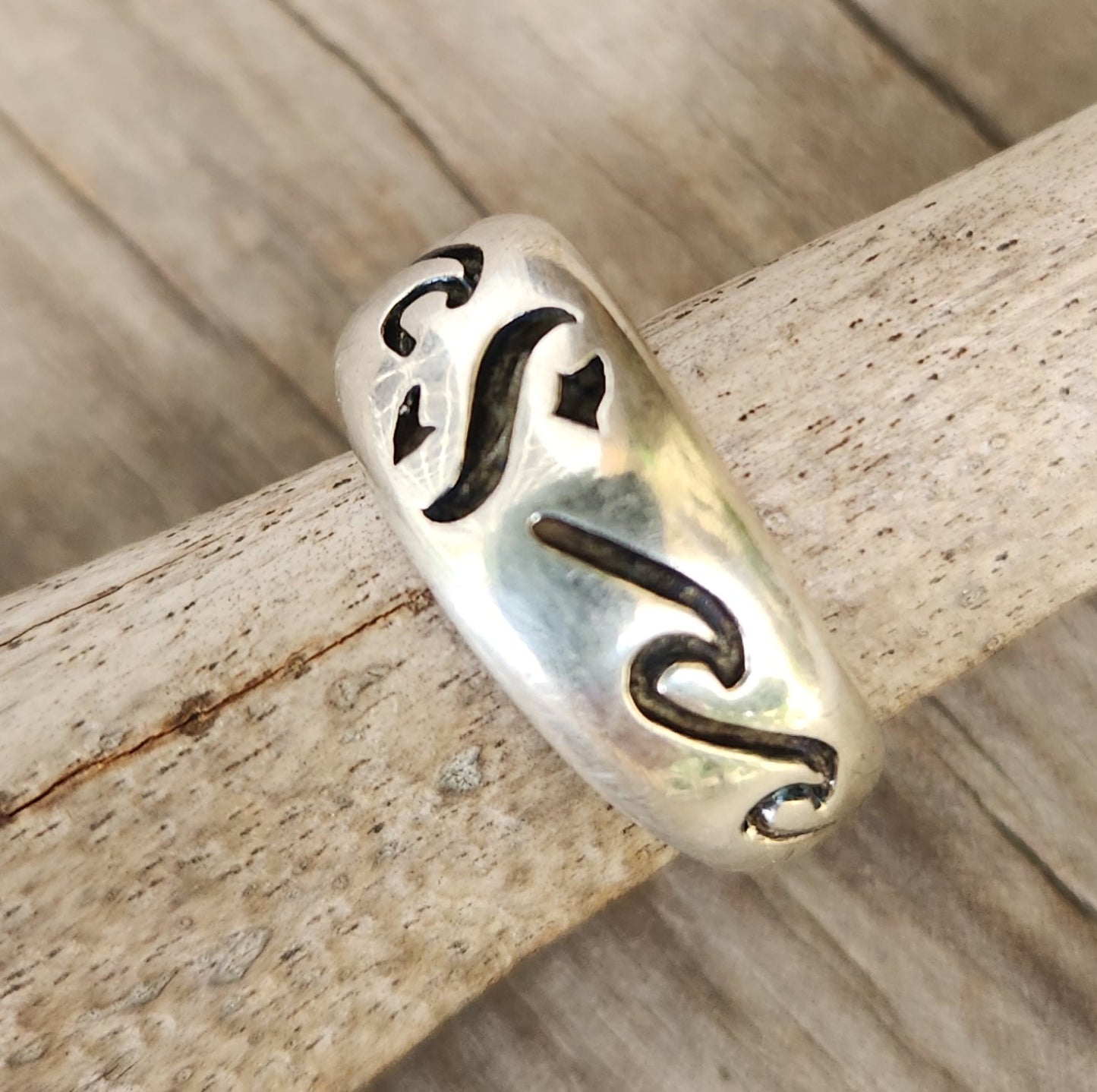 surf wave ring,925 sterling silver,sailor S,surf S,surfer,ocean jewelry,snorkel