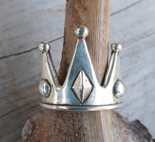 Silver crown ring,sterling silver,handmade custom,long ring,handmade,boho,unisex