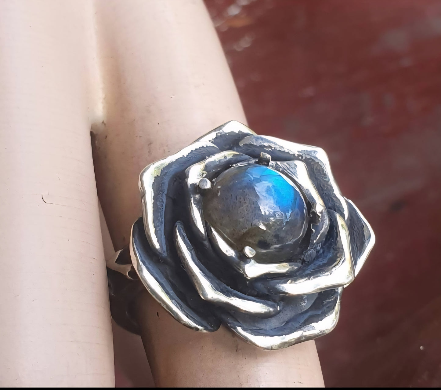 Large silver rose ring,925 sterling silver, alternative steampunk gothic art nouveau victorian punk