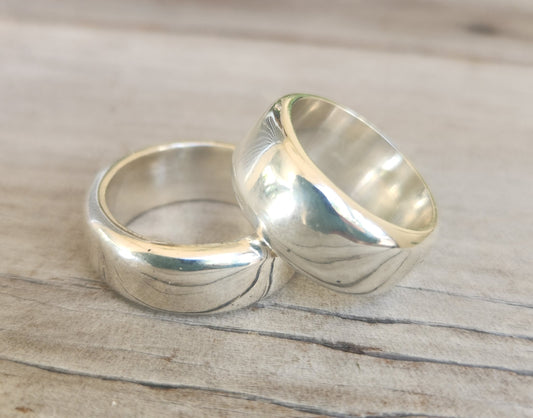 7mm silver ring,925 solid sterling silver,handmade plain band ,rounded band,unisex,d ring,