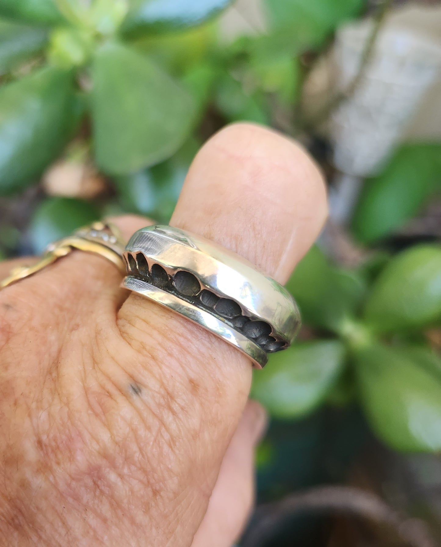 Heavy wide band, nugget,925 sterling silver,handmade,11 mm  hammered,rustic,industrial,steampunk wedding, dress ring