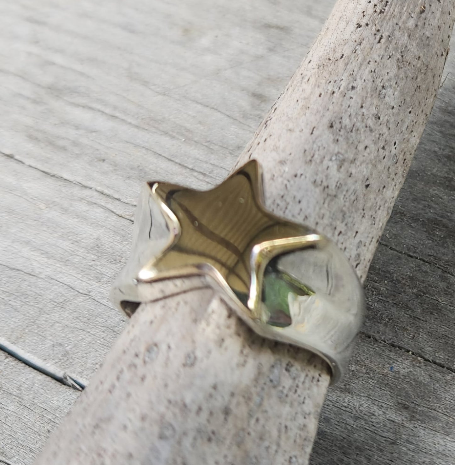 9k star ring,Sterling silver,solid flat star,astrology,small.5 pointed star,goddess,boho,chunky,new age,