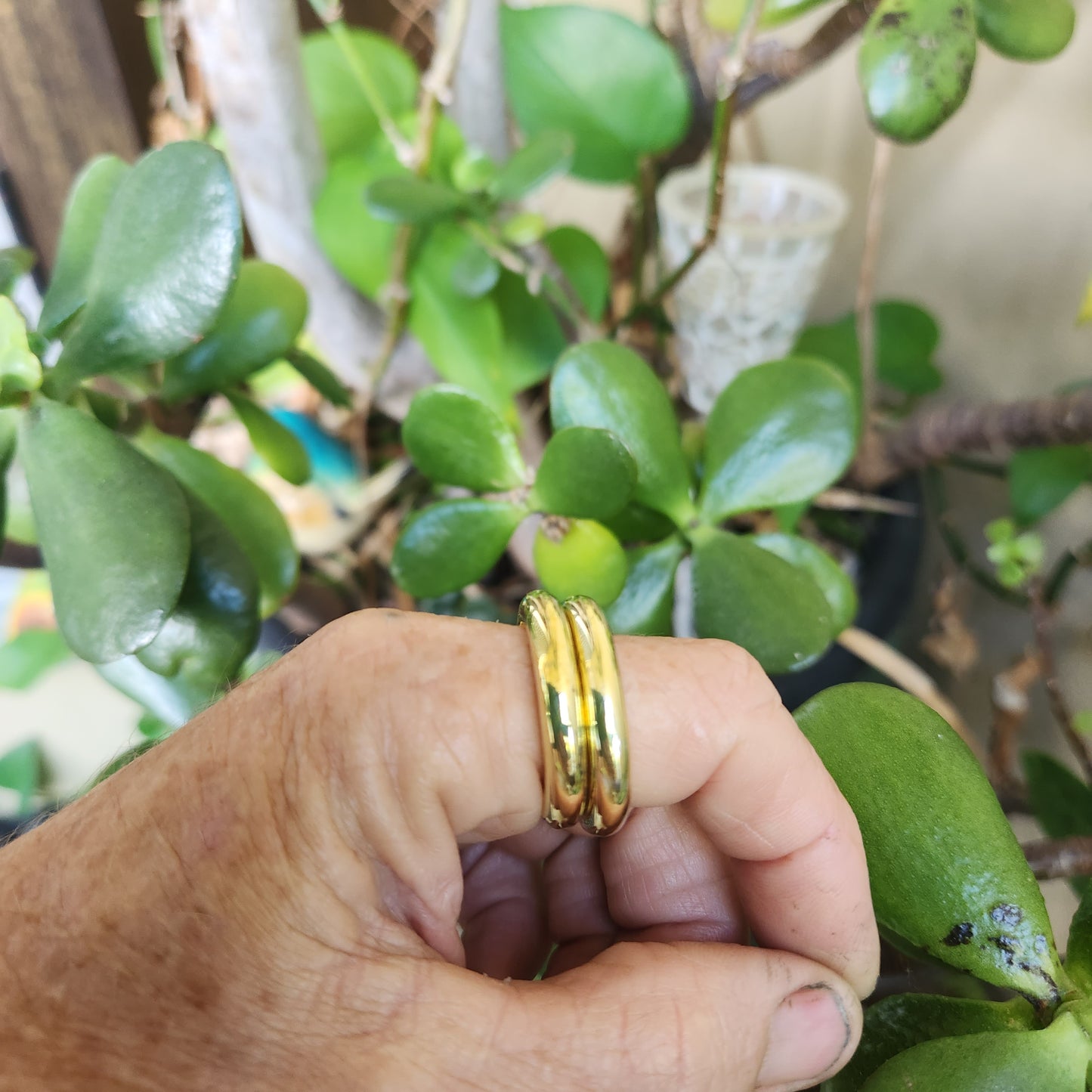 Gold 5mm halo stacker ring,gold coloured brass band,chunky heavy band,handmade,boho,goddess,round wedding bands,thick silver or brass rings,