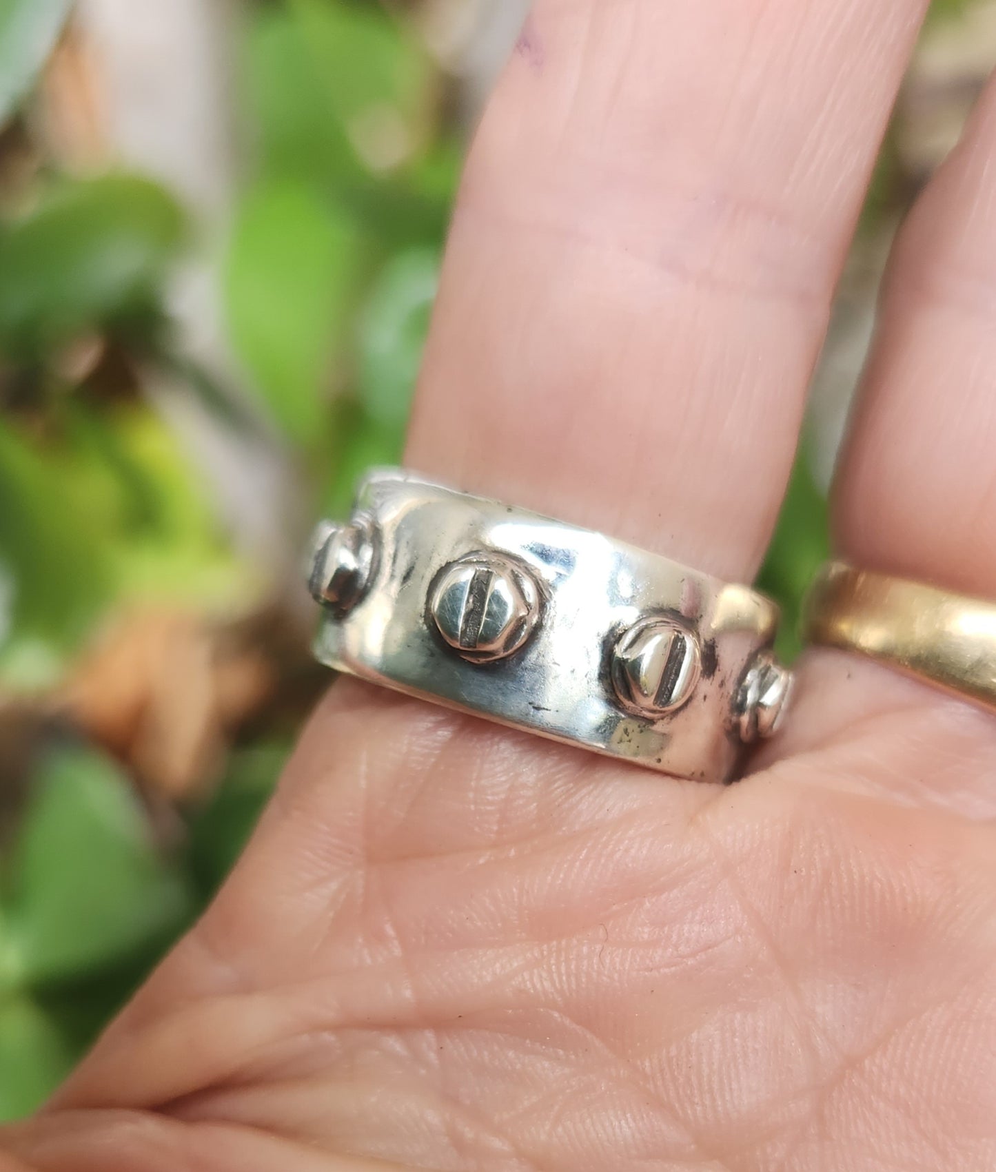 Rustic mechanic screw ring,925 solid sterling silver,16 gms industrial,chunky ring,mechanic, nugget,men's fashion,steampunk,handmade,rockabilly,hipster