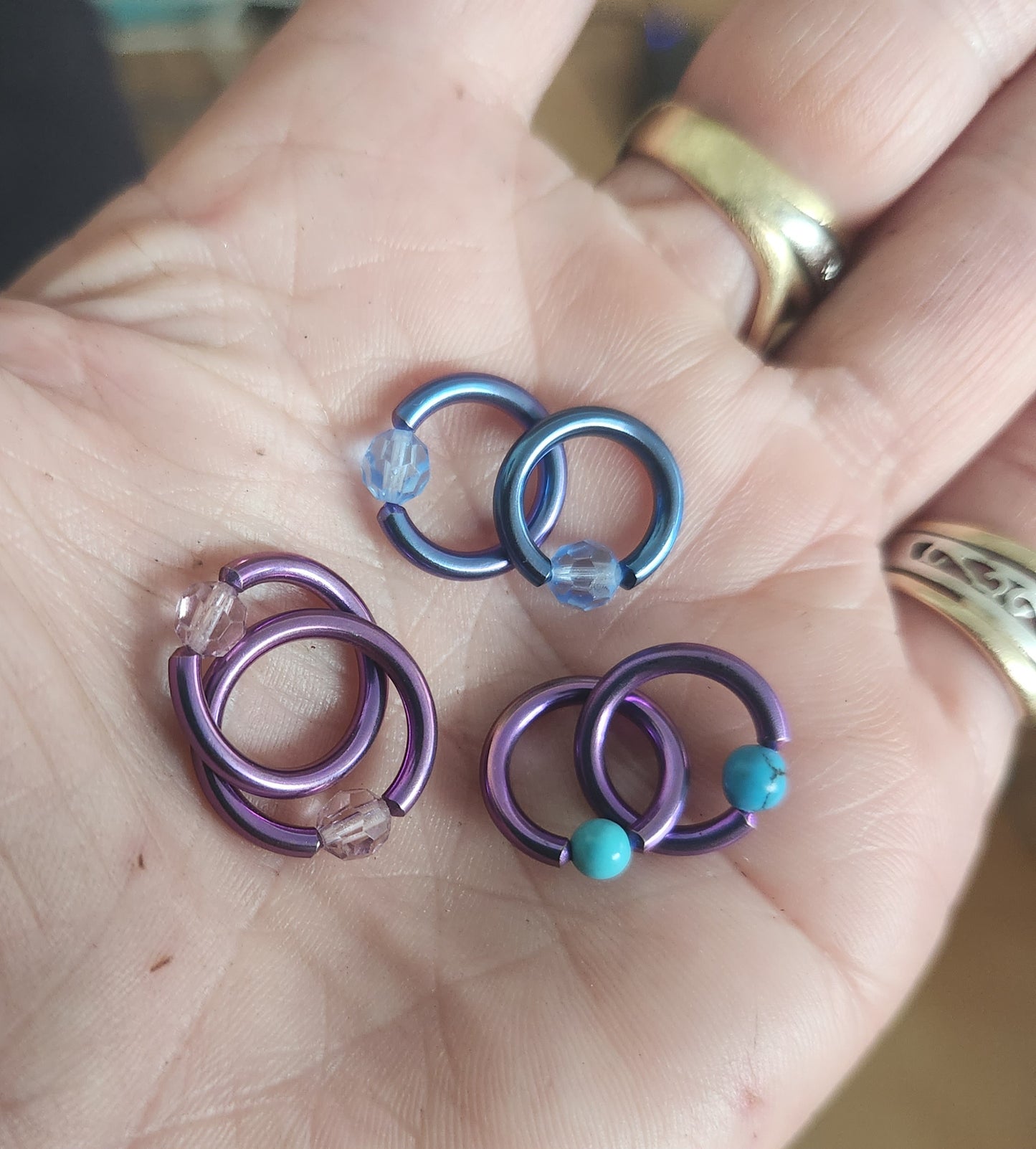 Titanium ring and ball bcr,captive bead ring,12 gauge earring,nipple,belly ring