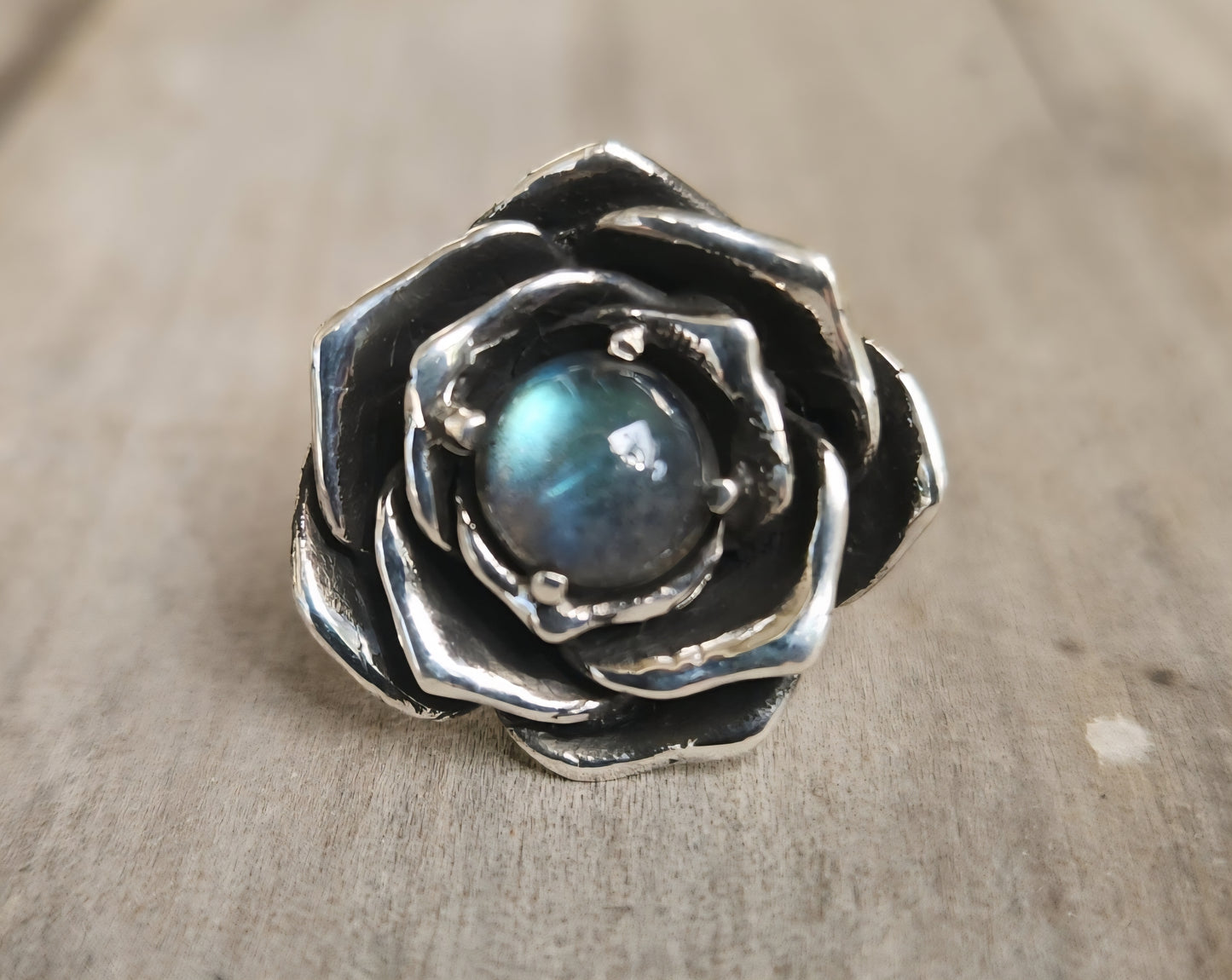Large silver rose ring,925 sterling silver, alternative steampunk gothic art nouveau victorian punk