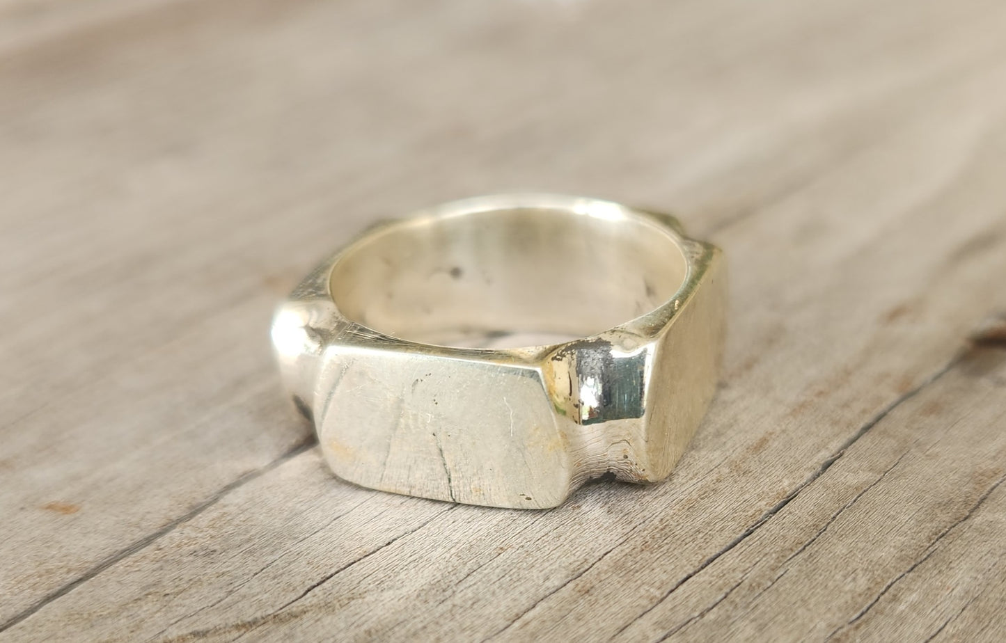 Silver square Signet ring,sterliing silver, 9mm wide,handmade,boho,college ring,blank ring,unisex