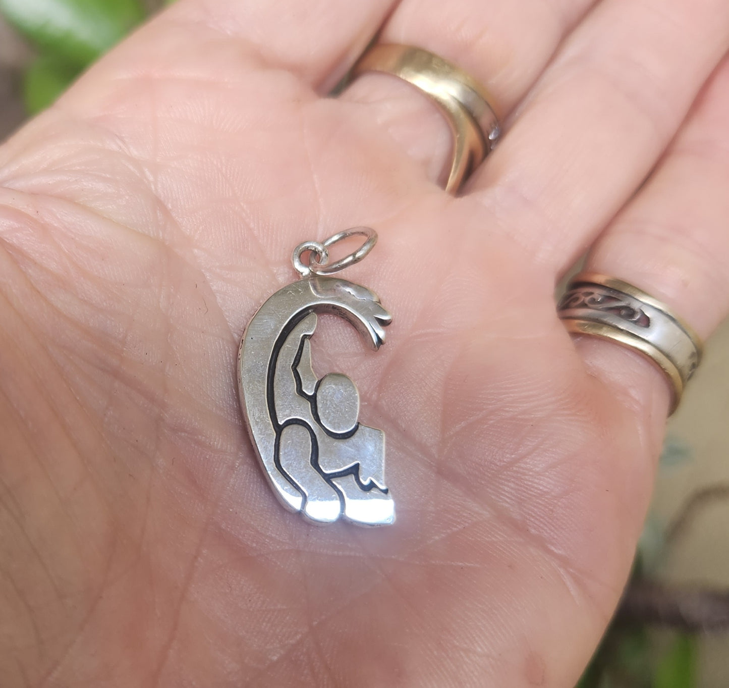 surfer pendant,925 sterling silver,surfboard rider,wave,surf beach ocean jewelry,handmade,