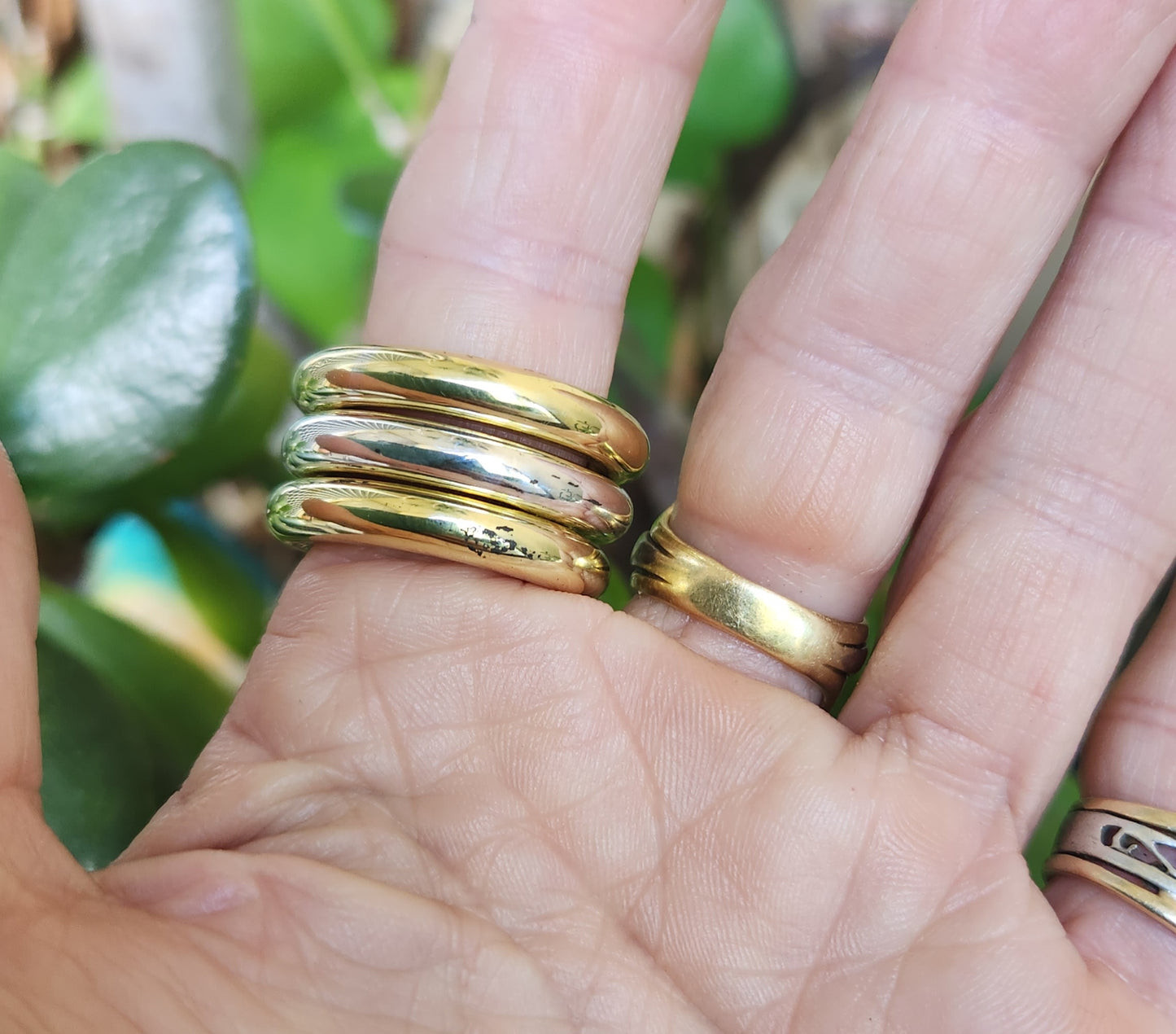 Gold 5mm halo stacker ring,gold coloured brass band,chunky heavy band,handmade,boho,goddess,round wedding bands,thick silver or brass rings,