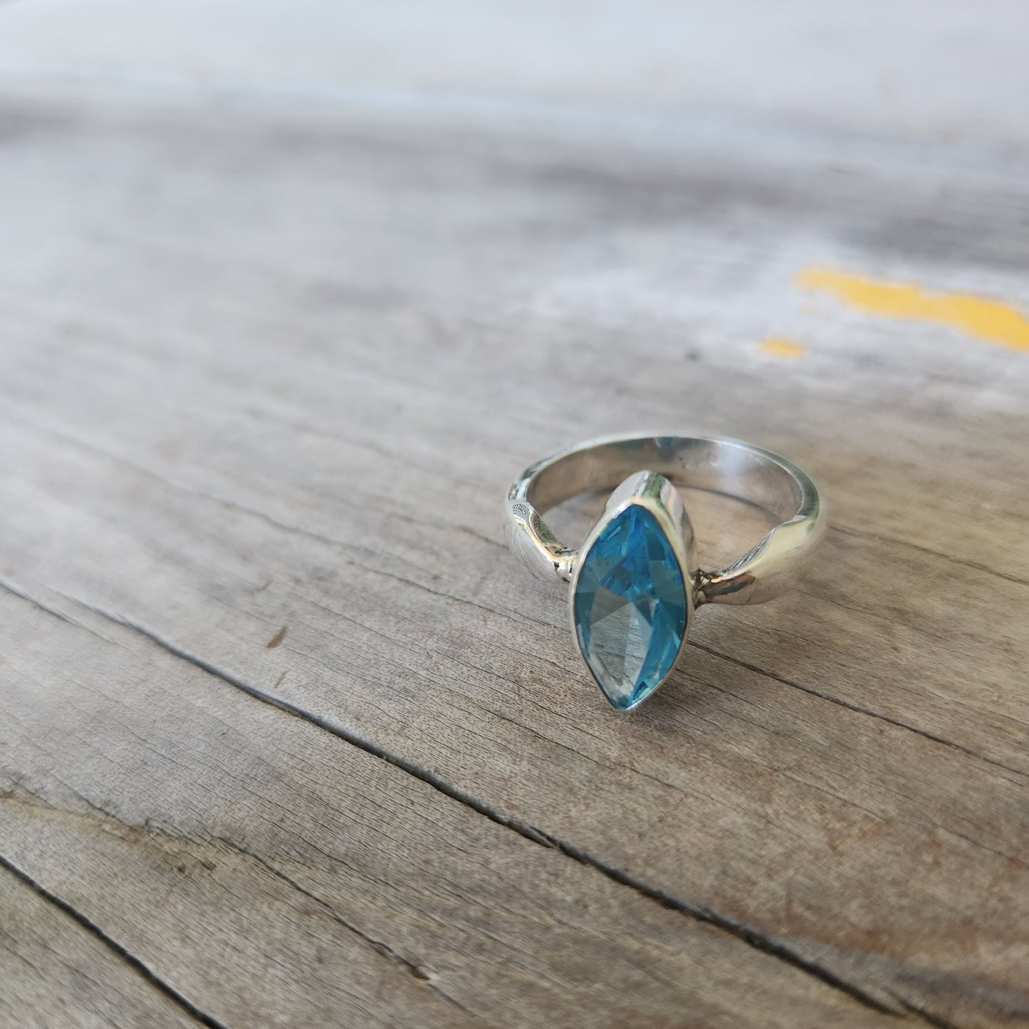 Blue topaz cz ring,925 sterling silver,handmade,goddess,boho goddess,cubic zirconia,blue stone